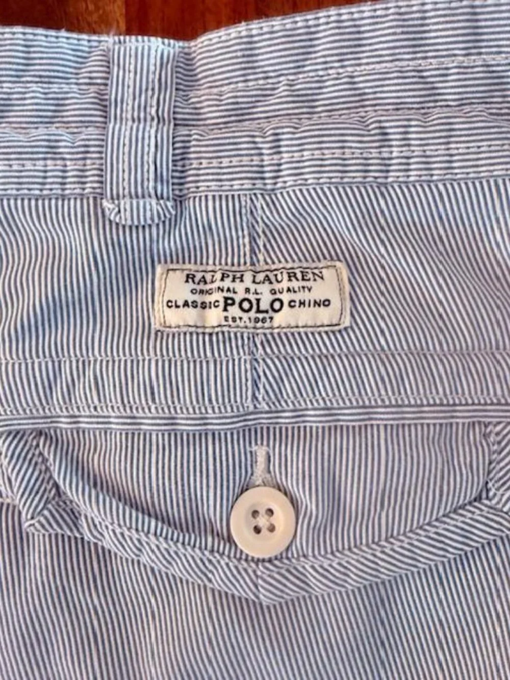 VTG EUC Polo Ralph Lauren 38 Gellar Hickory Railroad Stripe Cargo Shorts Size 38